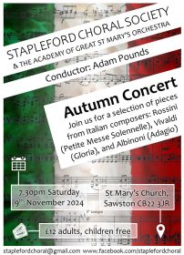 Autumn Concert (performed by Stapleford Choral Society) poster